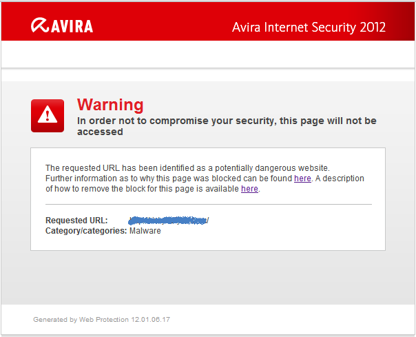 Avira (masih) mendeteksi .co.cc sebagai malware