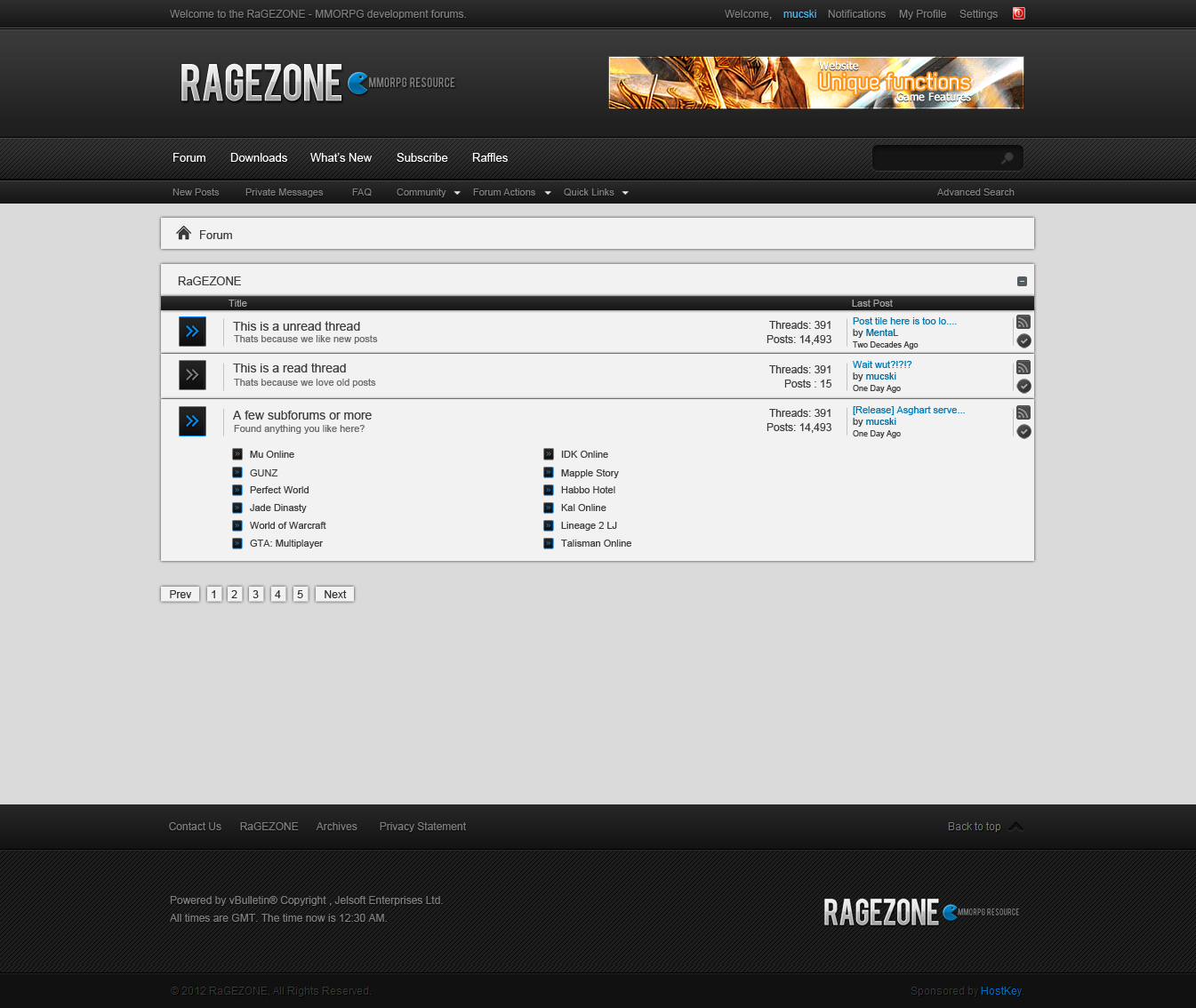 Mucski - [RZ] Forum theme like the front page. - RaGEZONE Forums